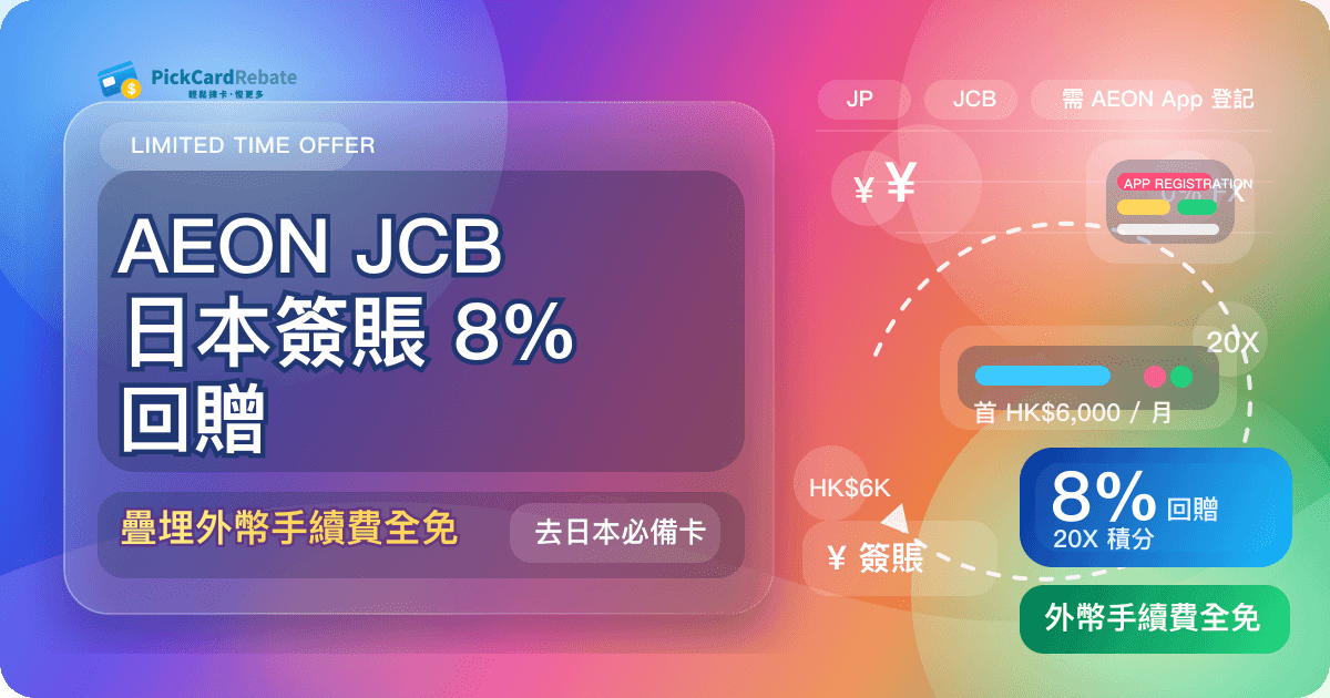 🇯🇵 AEON JCB 日本簽賬 8% 回贈|疊埋外幣手續費全免,去日本必備卡