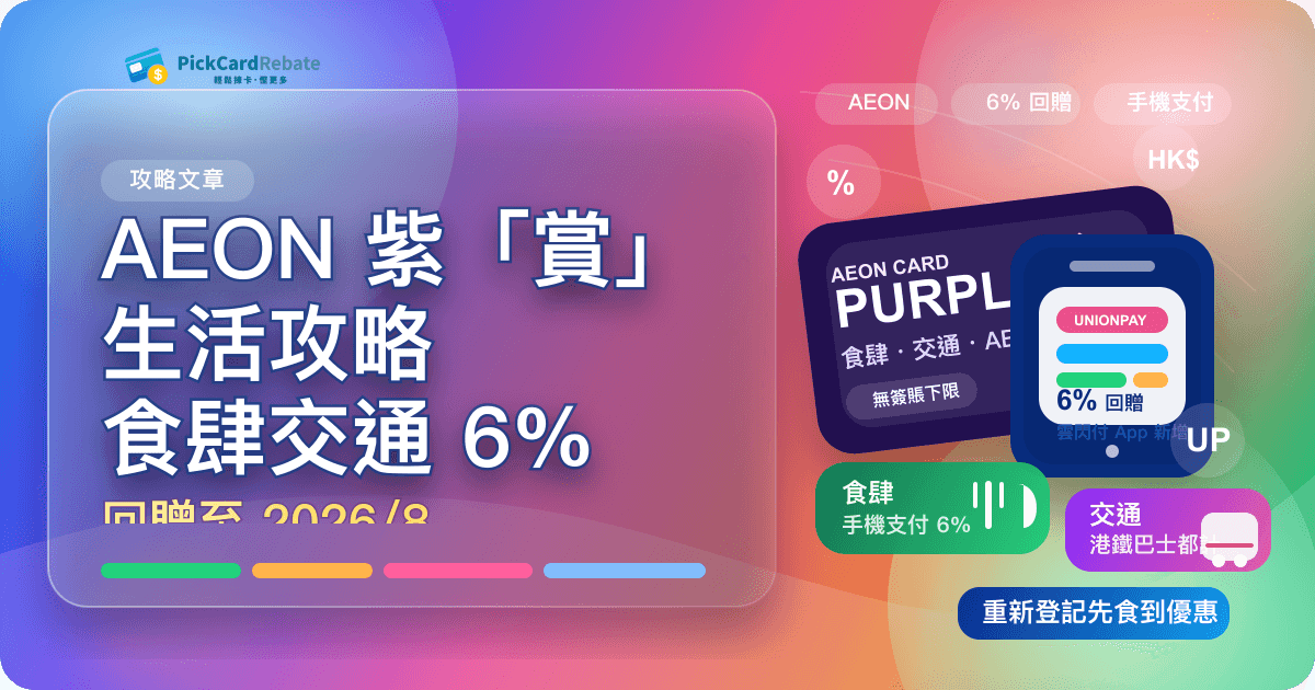 AEON 紫「賞」生活攻略|食肆交通高達 6% 回贈(至 2026/8) 封面