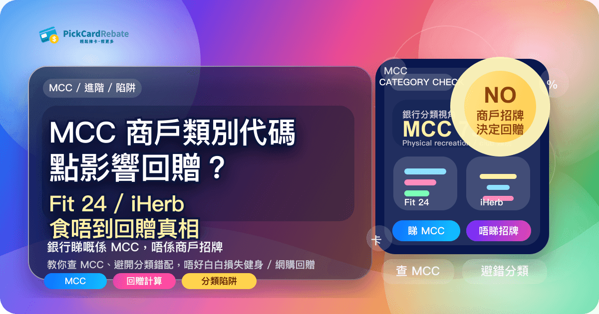 MCC 商戶類別代碼點影響回贈?Fit 24 / iHerb 食唔到回贈真相