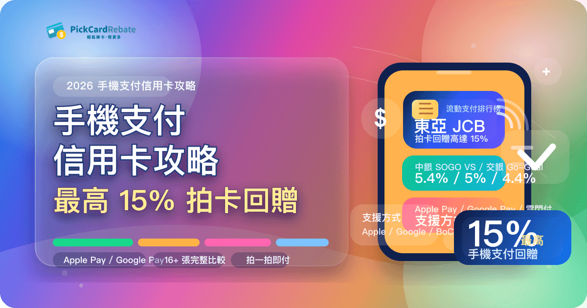 2026 手機支付信用卡攻略｜16+ 卡完整比較，最高 15% 拍卡回贈 封面