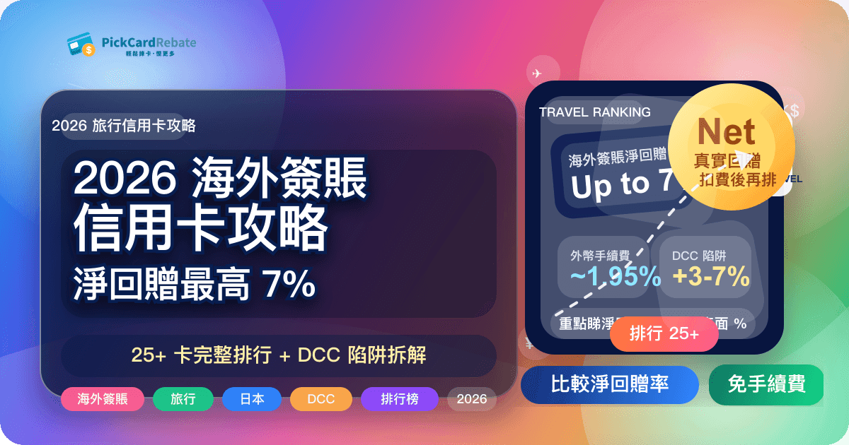 2026 海外簽賬信用卡攻略｜25+ 卡完整排行，淨回贈最高 7%