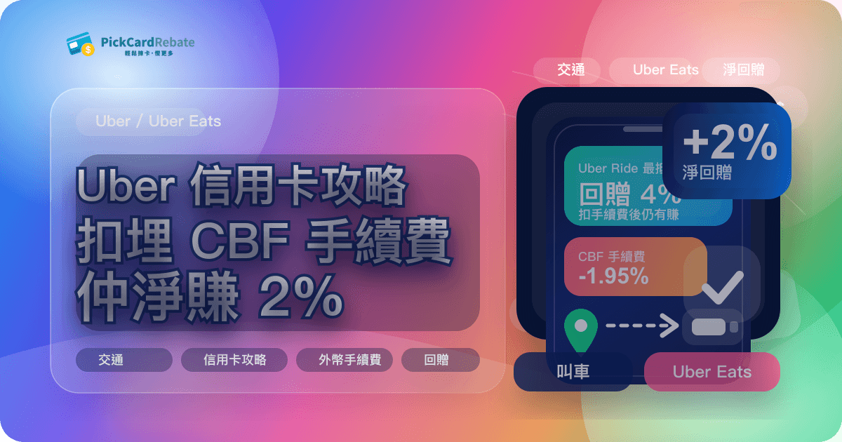 Uber 信用卡攻略|扣埋 CBF 手續費仲淨賺2%回贈 封面